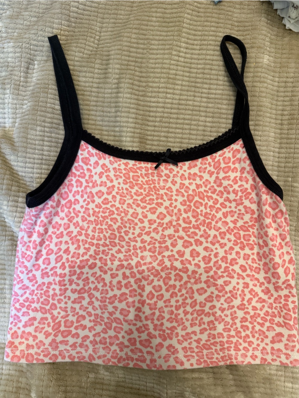 Brandy Melville Pink Leopard Print One-Piece with Black Trim